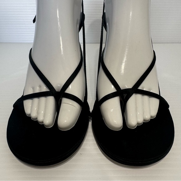 Studio Amelia Black Silk Sling Back Heels Size 40 - Picture 5 of 12